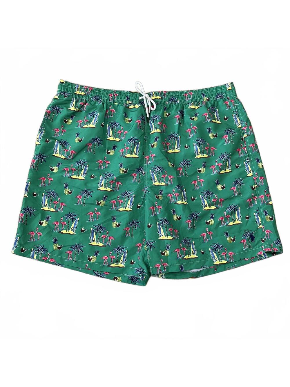 NWOT Polo Ralph Lauren Mens Traveler Swim Shorts Green Tripocal Print Size 2XLT